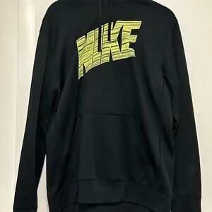 Nike Black Hoodie with Neon Yellow Graphic Logo